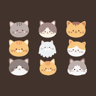 Cute Kitty Pattern. Nine Adorable Minimalist Cats T-Shirt