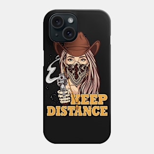 Social Distancing Keep Distance Coll Cowgirl Mask Revolver Phone Case