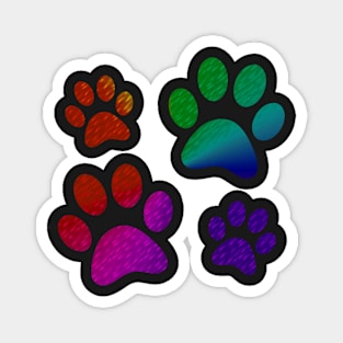 Colorful Dog Pawprint Stencil, Dog Gifts for People Magnet