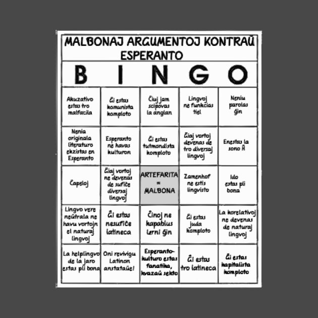 Malbonaj Argumentoj Kontraŭ Esperanto BINGO by dikleyt