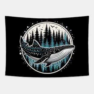 whale shark angry on forest t-shirt Tapestry