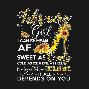 February Girl Birthday Sunflower Gift T-Shirt