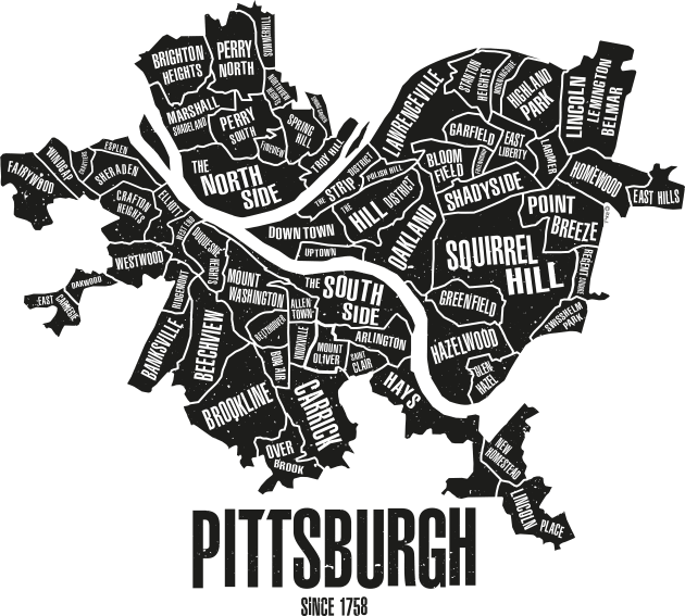 Pittsburgh Neighborhoods Kids T-Shirt by ObiPatricKenobi