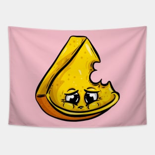 The Half Eaten Sad Cheese Cartoon Tapestry