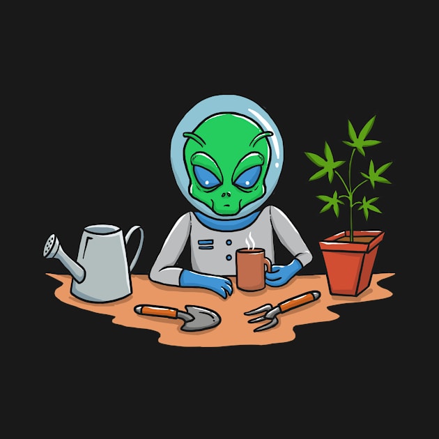 Alien Cannabis Marijuana Weed Pot Gardener by UNDERGROUNDROOTS