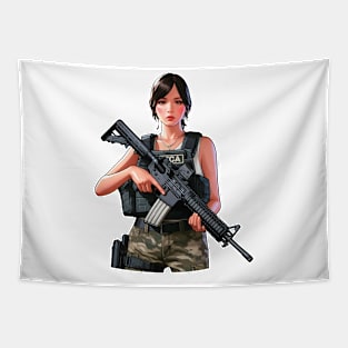 Tactical Girl Tapestry