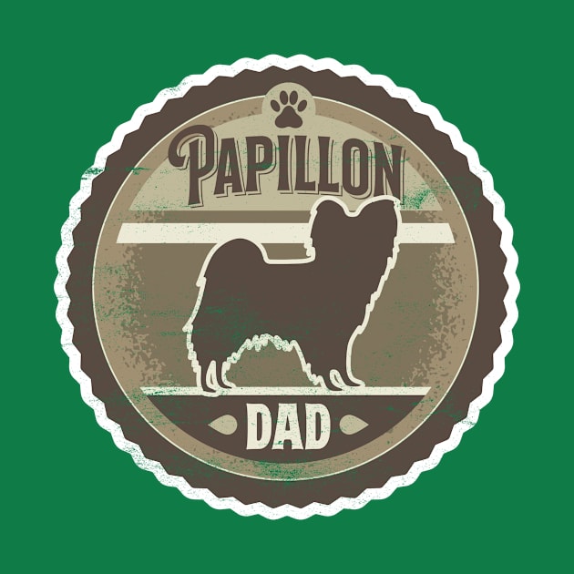 Papillon Dad - Distressed Butterfly Dog Silhouette Design by DoggyStyles