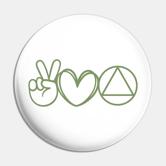 Peace Sign - Heart - Serenity AA Symbol Pin by SOS@ddicted