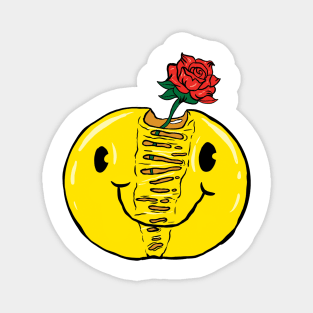 Melted Smiley Emoji Rose Magnet