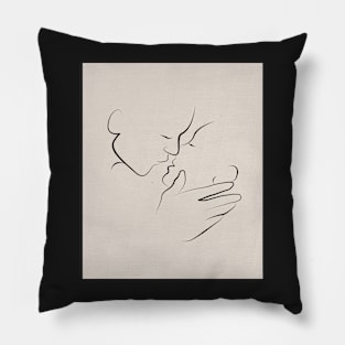 A Tender Kiss Couple Line Art Illustration Pillow