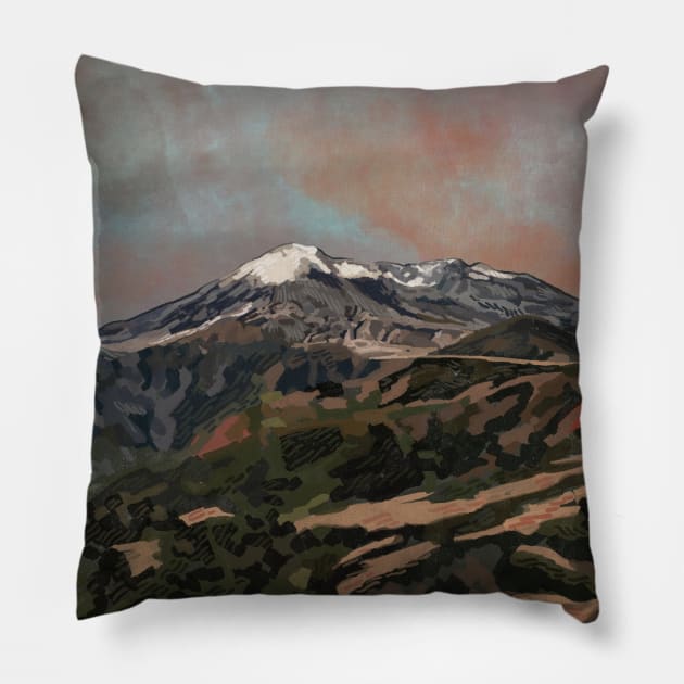 Mount Saint Helens Pillow by sydneybrookeart