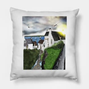 Dysart in Scotland: Architecture Art Print [Scottish Coastal Town ] Pillow