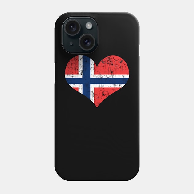 Norway Norwegian Flag Heart Norge Love Distressed Phone Case by E