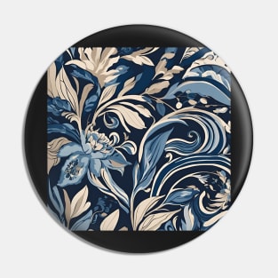 Blue and beige abstract floral print Pin