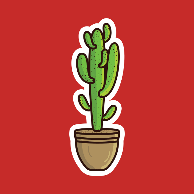 Green Cactus Plant In Vase Sticker vector illustration. Healthcare and Nature object icon concept. desert green cactus plant vector sticker design. Home plant cactus symbol graphic design. by AlviStudio