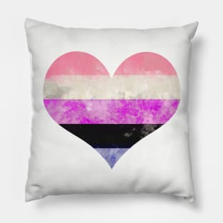 Genderfluid Pride Heart - Watercolor Pillow