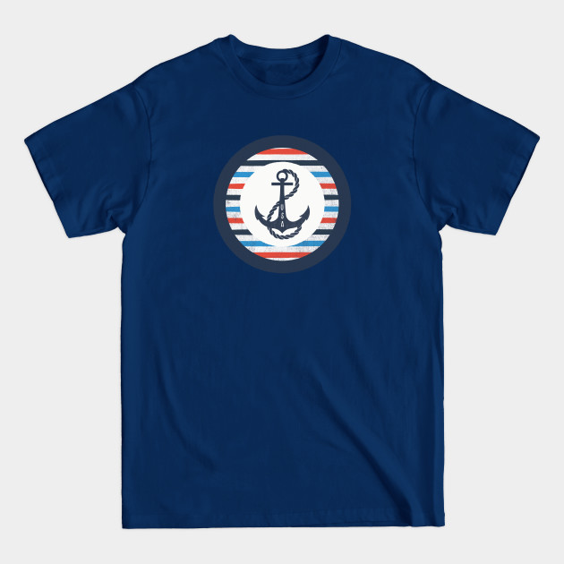 Discover U.S.A. Anchor On Stripes - Fourth Of July - T-Shirt