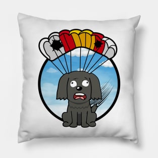 Silly black dog has a broken parachute Pillow