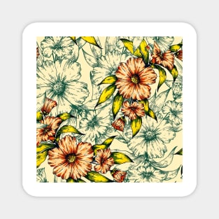 Sketch floral pattern Magnet