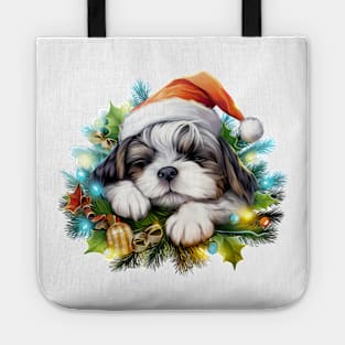 Lazy Shih Tzu Dog at Christmas Tote