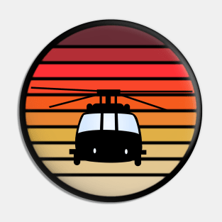 Helicopter Silhouette Vintage Sunset Pin