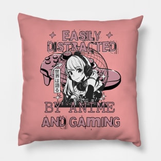 Easily Distracted By Anime And Gaming Pillow