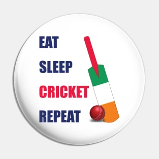Eat Sleep Cricket Repeat Ireland Flag Cricket Bat Pin