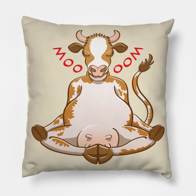 Beautiful cow meditating and changing moo by oom Pillow by zooco