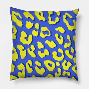 Leopard Print Blue Yellow Pillow