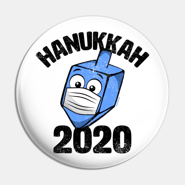 Hanukkah 2020 Dreidel Wearing Face Mask Pin by sababa