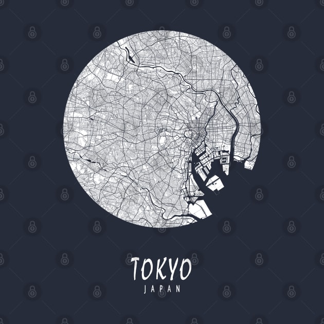 Tokyo, Japan City Map - Full Moon by deMAP Studio