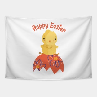 Cute Happy Easter Chick and Cracked Egg Tapestry