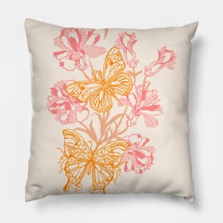 Summer Butterflies and Flowers Pillow