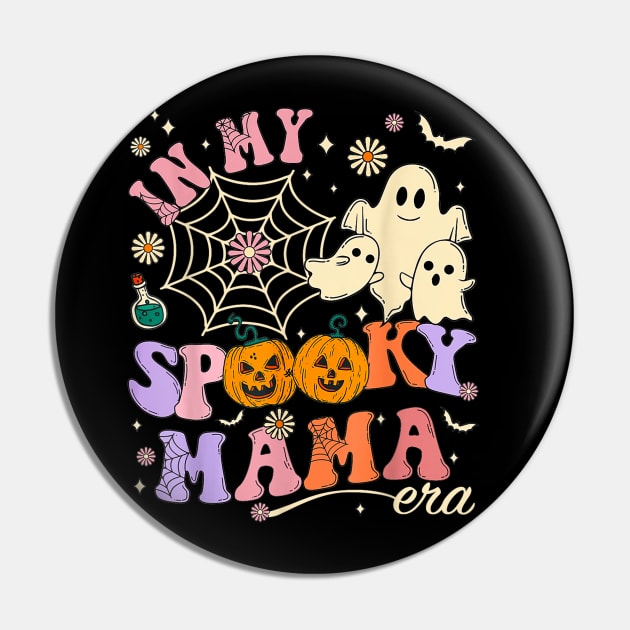 In My Spooky Mama Era Lover Funny Groovy Retro Pin by TrikoCraft