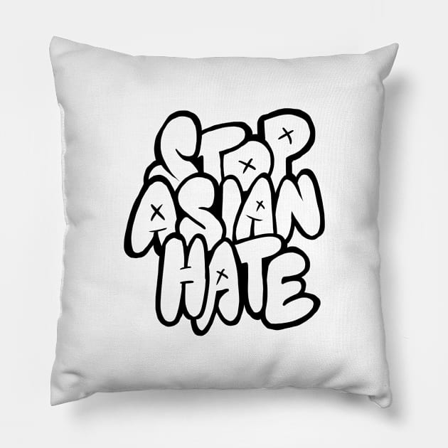 Stop Asian hate Graffiti Typography Pillow by yogisnanda