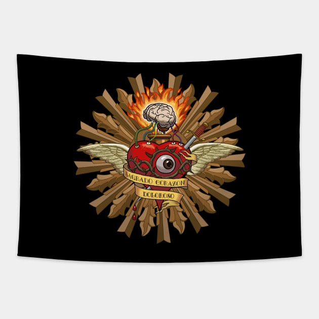 Sagrado Corazon Doloroso Tapestry by Lizarius4tees