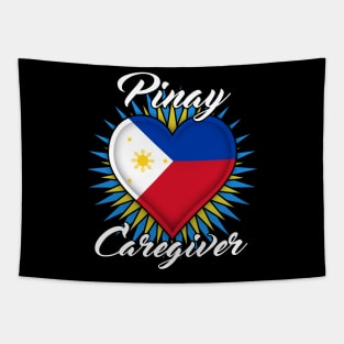 Pinay Caregiver (white font) Tapestry