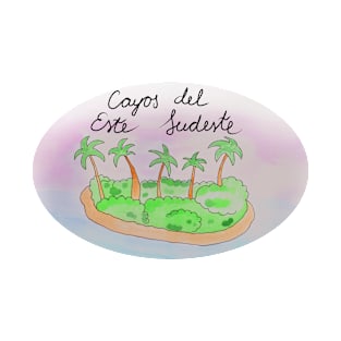 Cayos del Este Sudeste watercolor Island travel, beach, sea and palm trees. Holidays and vacation, summer and relaxation T-Shirt