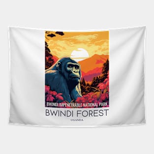 A Pop Art Travel Print of Bwindi Impenetrable National Park - Uganda Tapestry