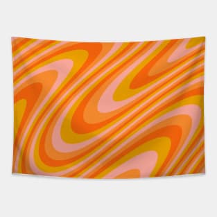 Retro 70s Swirl Pattern Orange Pink Tapestry