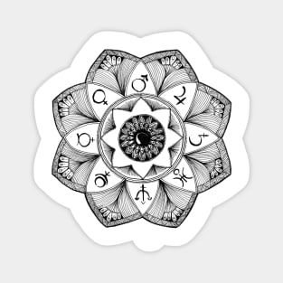 Hand drawn mandala with signs of planets Magnet