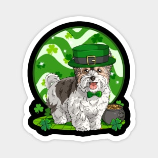 Biewer Terrier Dog St Patricks Day Leprechaun Magnet