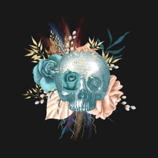 Skull with Blue Roses T-Shirt