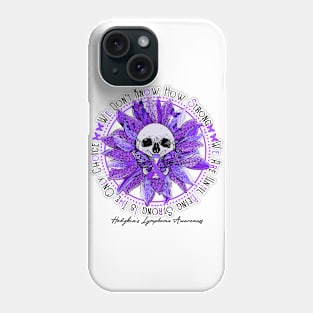 Hodgkin's Lymphoma Awareness - Skull sunflower We Don't Know How Strong Phone Case