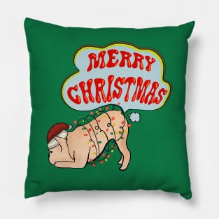 Downward Dog With Christmas Lights Pillow