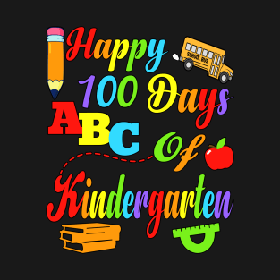 Happy 100 Days of Kindergarten Kids Teachers T-Shirt