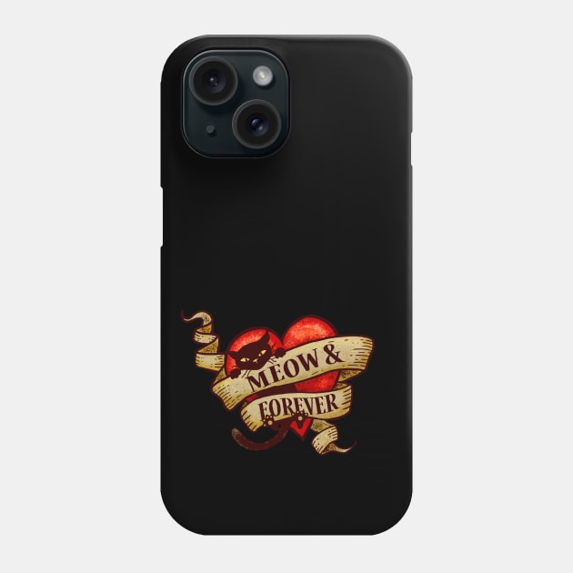 Meow and Forever - Cat Heart Tattoo Phone Case by Jitterfly