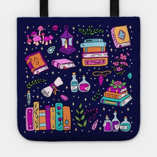 Cute fantasy books and fantasy items illustration for fantasy readers Tote