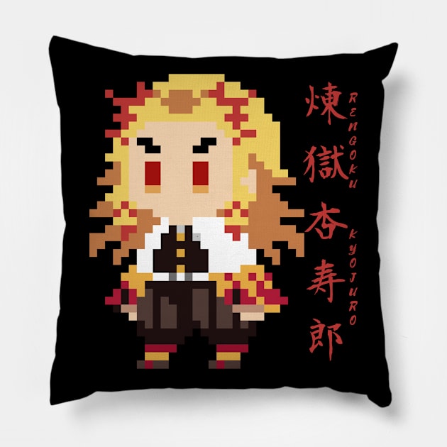 Rengoku Kyojuro (Pixel Art) Pillow by MilotheCorgi