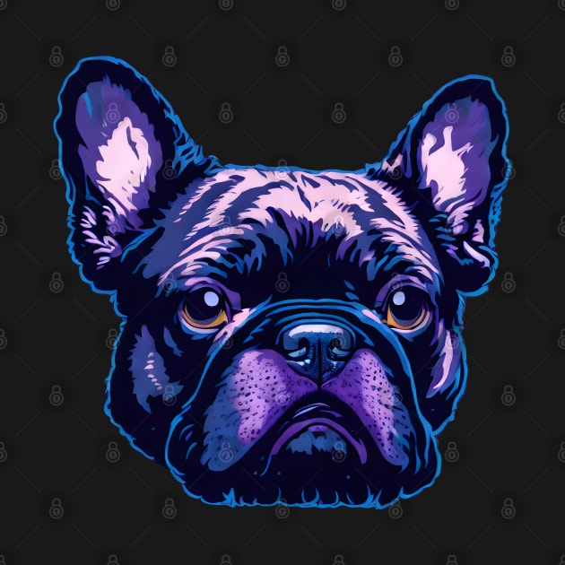 Purple and Black French Bulldog Face by CandyApparel